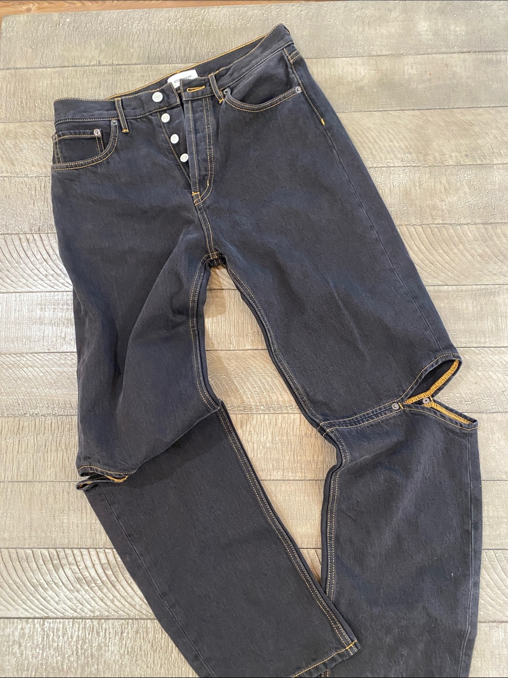 Women’s Straight Leg Black Jeans with Button Fly